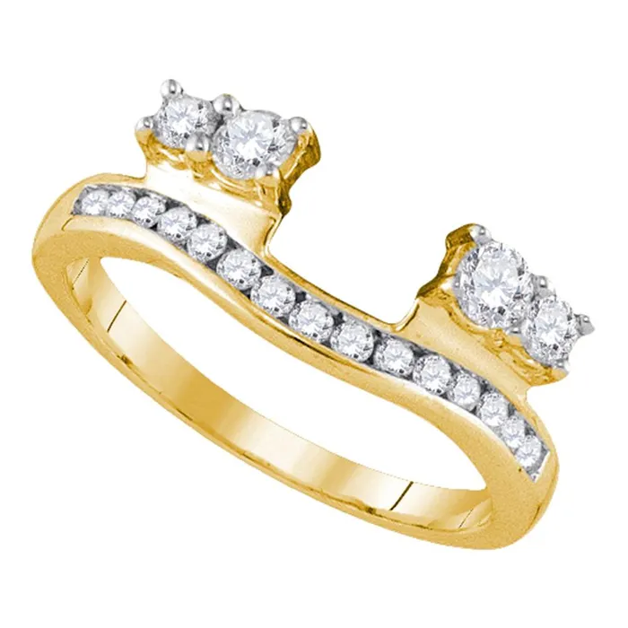 14kt Yellow Gold Womens Round Diamond Ring Guard Wrap Solitaire Enhancer 12 Cttw mayamila Rings
