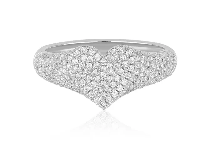EF COLLECTION Rings Diamond Heart Signet Ring