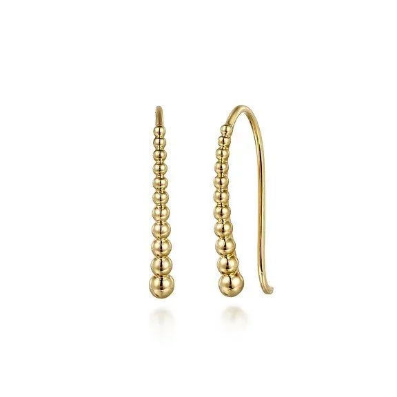 GABRIEL CO Earrings 14K Yellow Plain Gold Graduating Bujukan Ball Drop Frenchwire Earrings GABRIEL CO Earrings 14K Yellow Plain Gold Graduating Bujukan Ball Drop Frenchwire Earrings