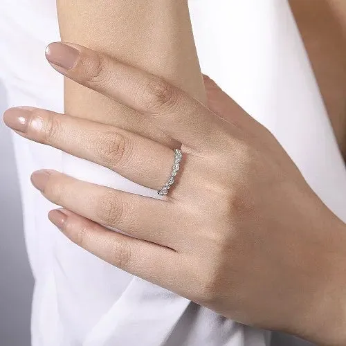 Rings 14K White Gold Pear and Round Station Stackable Diamond Ring GABRIEL CO
