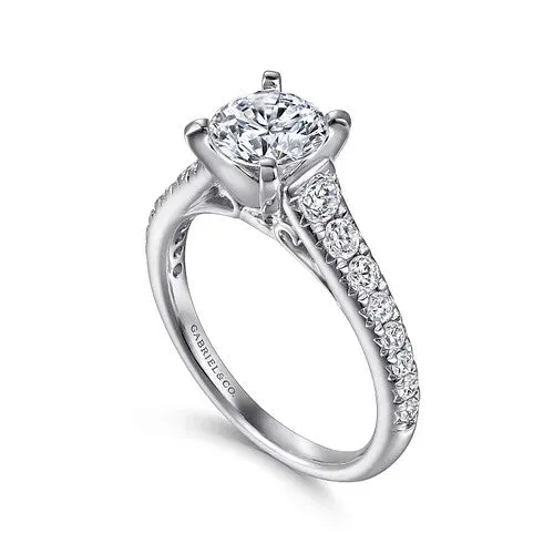 Rings 14K White Gold Round Diamond Engagement Ring GABRIEL CO