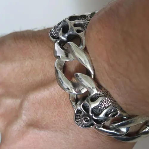 silverwow Bracelets Biker Skull Bracelet KBB24