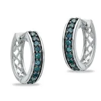 05 CT TW Enhanced Blue Diamond Huggie Hoop Earrings in Sterling Silver Goldia Earrings 05 CT TW Enhanced Blue Diamond Huggie Hoop Earrings in Sterling Silver Goldia Earrings