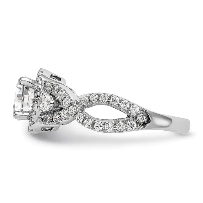 100ct CZ Solid Real 14K White Gold Round Halo Engagement Ring Goldia Rings