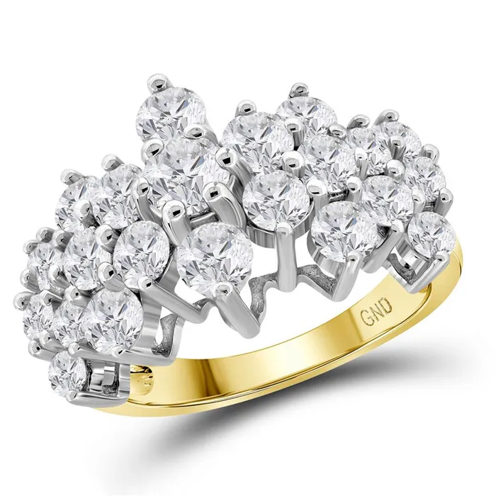 10k Yellow Gold Round Diamond Cocktail Cluster Ring 3 Cttw gndatlanta Rings