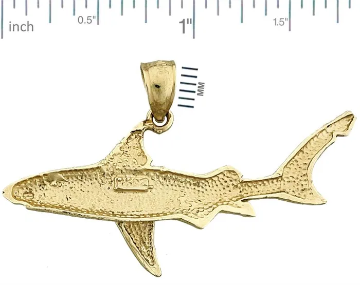 14K Gold 46MM Shark Pendant Goldia Necklaces