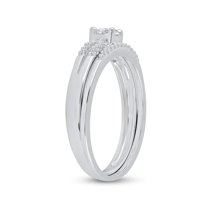 14k White Gold Princess Diamond Bridal Wedding Ring Set 15 Cttw gndatlanta Rings