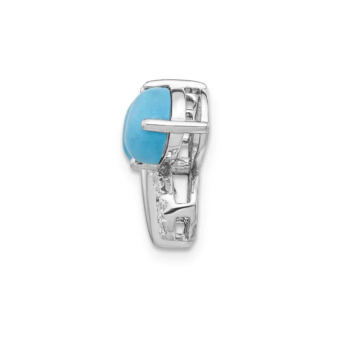 14k White Gold Real Diamond Cabochon Turquoise Butterfly Pendant Goldia Necklaces