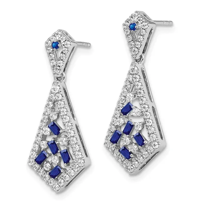 14k White Gold Sapphire and Real Diamond Earrings Goldia Earrings