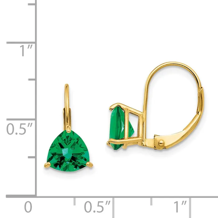 14k Yellow Gold 7mm Trillion Mount St Helens Leverback Earrings Goldia Earrings
