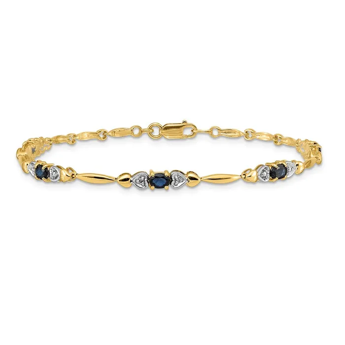 14k Yellow Gold Natural Diamond and Sapphire Bracelet goldiaca Bracelets