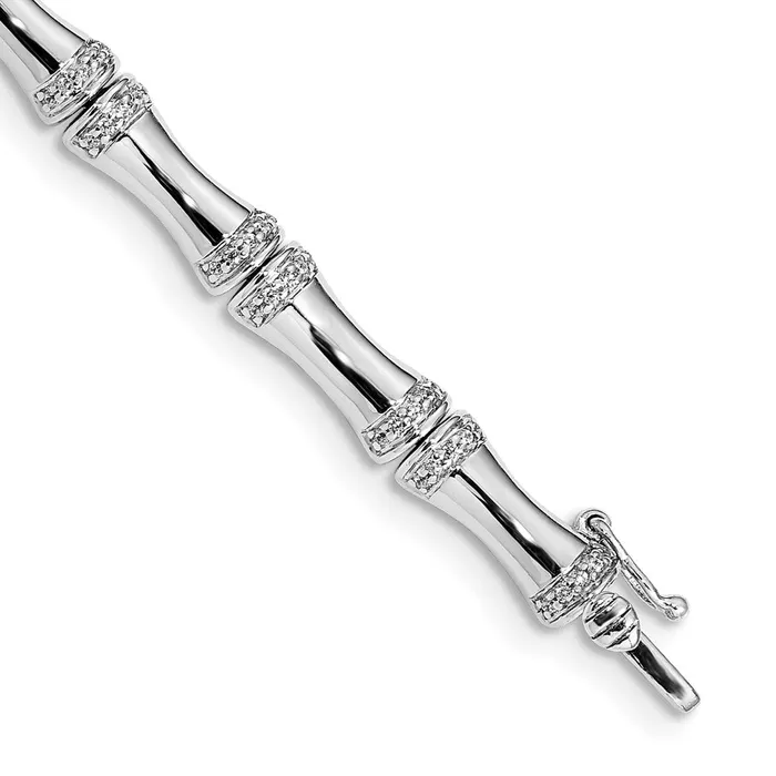 Bracelets goldiaca 14k White Gold Natural Diamond Bamboo Design Bracelet Bracelets goldiaca 14k White Gold Natural Diamond Bamboo Design Bracelet