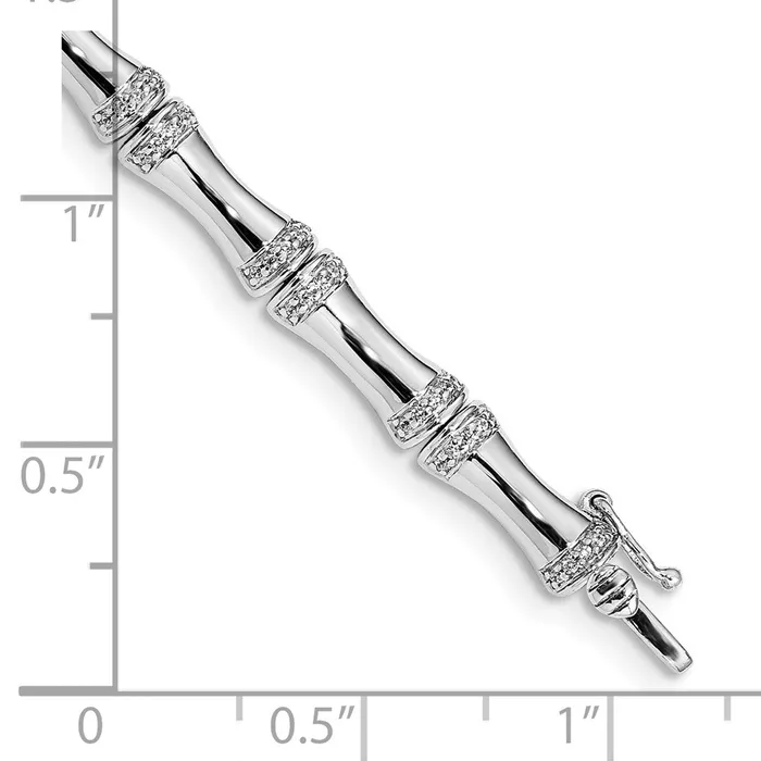 Bracelets goldiaca 14k White Gold Natural Diamond Bamboo Design Bracelet