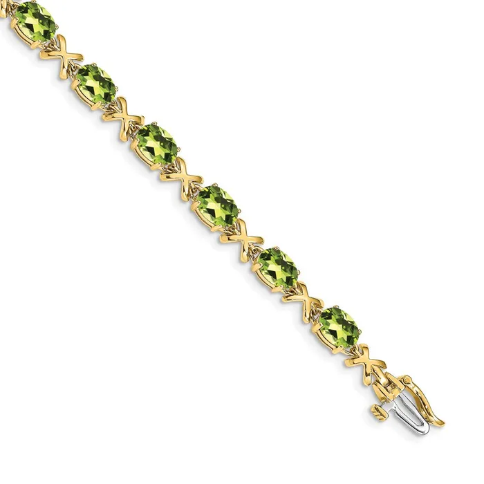 Bracelets goldiaca 14k Yellow Gold 7x5mm Oval Peridot Bracelet