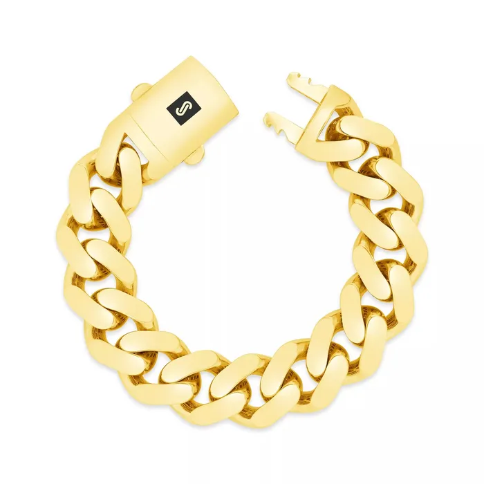 Bracelets Goldiacom 10K Yellow Gold Miami Cuban 20mm Royal Monaco Link Chain Bracelet 85 9