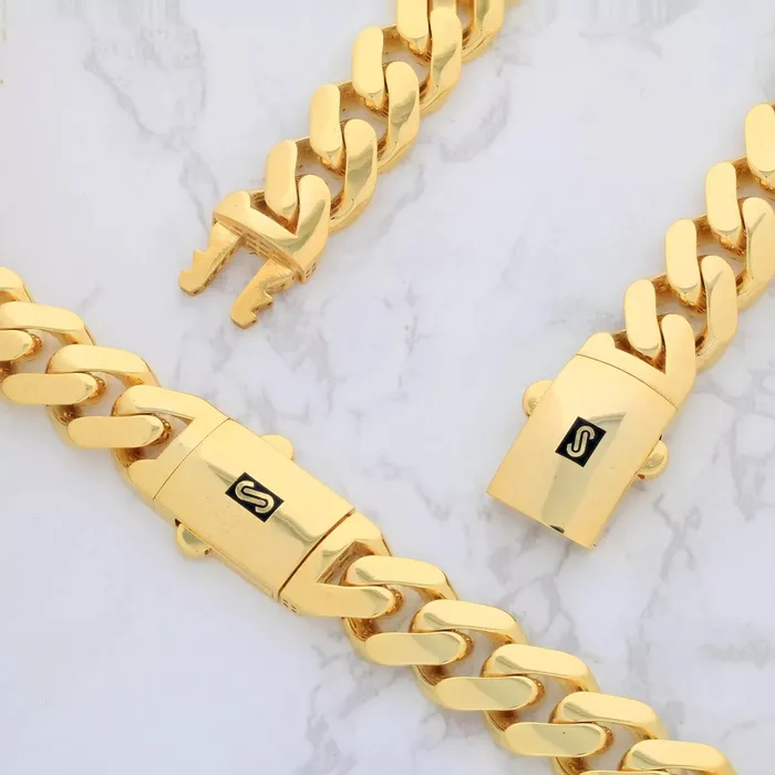 Bracelets Goldiacom 10K Yellow Gold Miami Cuban 20mm Royal Monaco Link Chain Bracelet 85 9