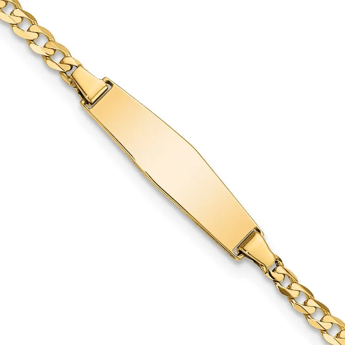 Bracelets Solid 14K Yellow Gold Soft Diamond Shape Curb Link ID Bracelet MDS Bracelets Solid 14K Yellow Gold Soft Diamond Shape Curb Link ID Bracelet MDS