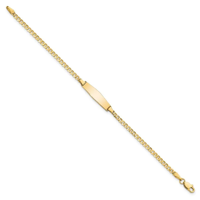 Bracelets Solid 14K Yellow Gold Soft Diamond Shape Curb Link ID Bracelet MDS Bracelets Solid 14K Yellow Gold Soft Diamond Shape Curb Link ID Bracelet MDS