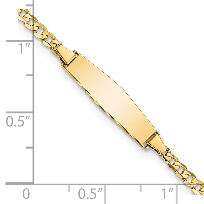 Bracelets Solid 14K Yellow Gold Soft Diamond Shape Curb Link ID Bracelet MDS Bracelets Solid 14K Yellow Gold Soft Diamond Shape Curb Link ID Bracelet MDS