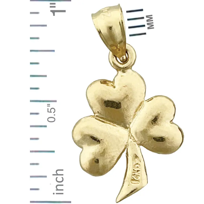 Charm Necklaces Goldia 14K Gold 3D Shamrock Charm