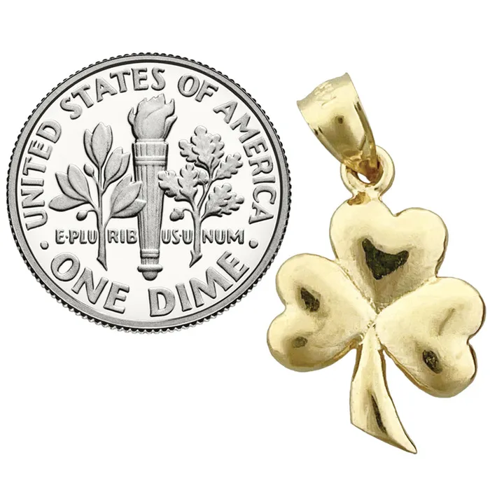 Charm Necklaces Goldia 14K Gold 3D Shamrock Charm