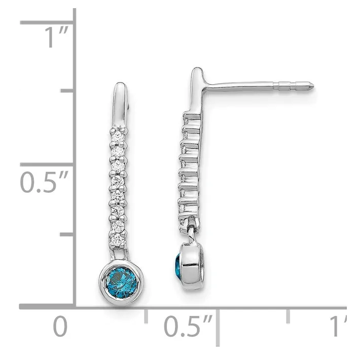 Earrings 14k White Gold BlueWhite Real Diamond Earrings Goldia