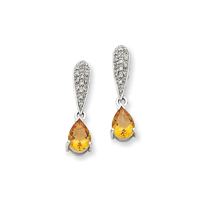 Earrings 14k White Gold Citrine u0026 Real Diamond Dangle Post Earrings Goldia Earrings 14k White Gold Citrine u0026 Real Diamond Dangle Post Earrings Goldia