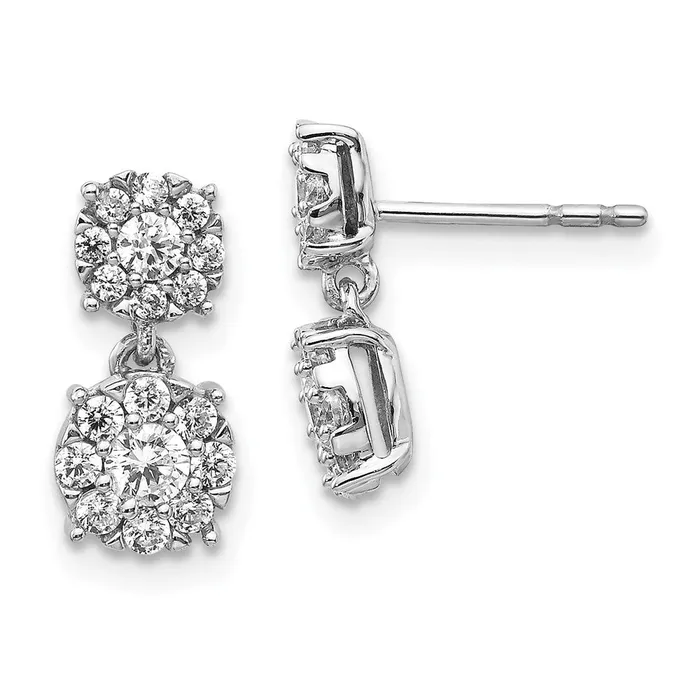 Earrings 14k White Gold Real Diamond Cluster Dangle Earrings Goldia