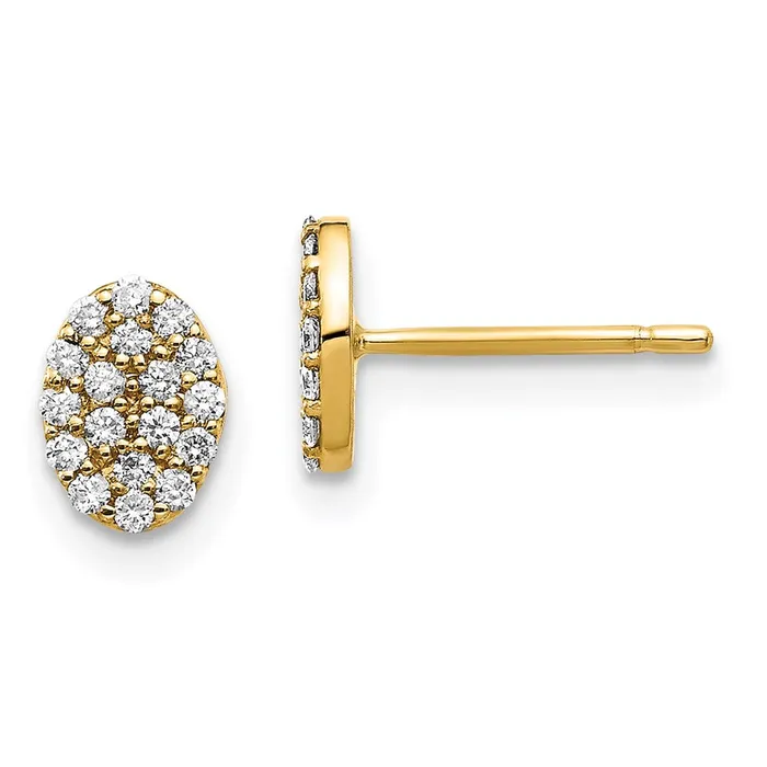 Earrings 14k Yellow Gold Real Diamond Cluster Oval Earrings Goldia