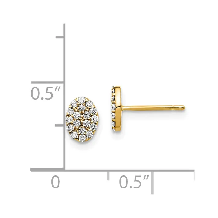Earrings 14k Yellow Gold Real Diamond Cluster Oval Earrings Goldia