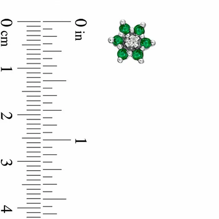 Earrings Goldia Emerald and Diamond Accent Flower Stud Earrings in 14K White Gold Earrings Goldia Emerald and Diamond Accent Flower Stud Earrings in 14K White Gold