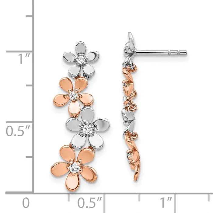 Earrings Goldia Solid 14k Twotone Rose and White Gold Simulated CZ Earrings