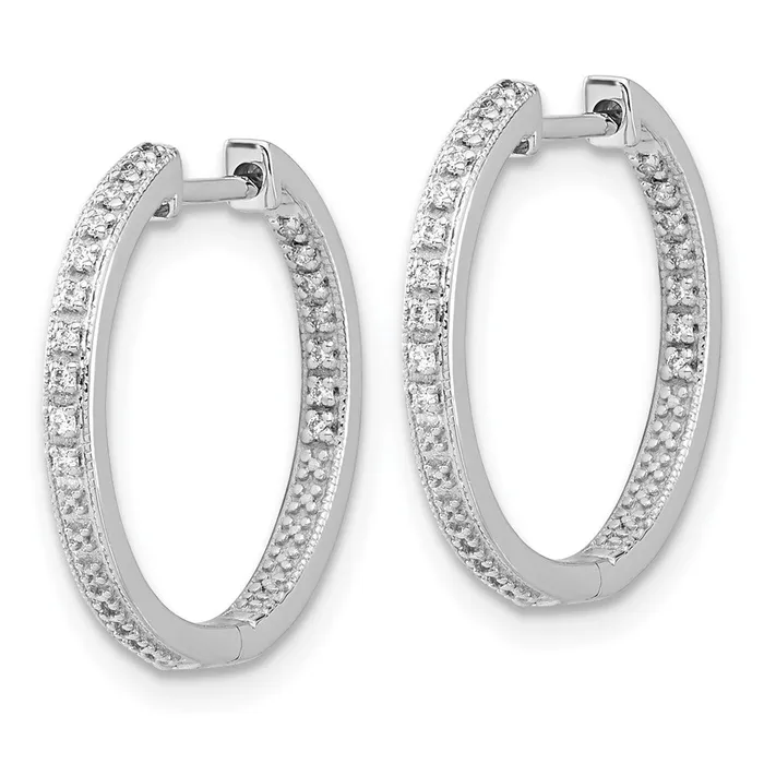 Earrings Goldia Solid 14k White Gold Polished Simulated CZ InOut Hinged Hoop Earrings Earrings Goldia Solid 14k White Gold Polished Simulated CZ InOut Hinged Hoop Earrings