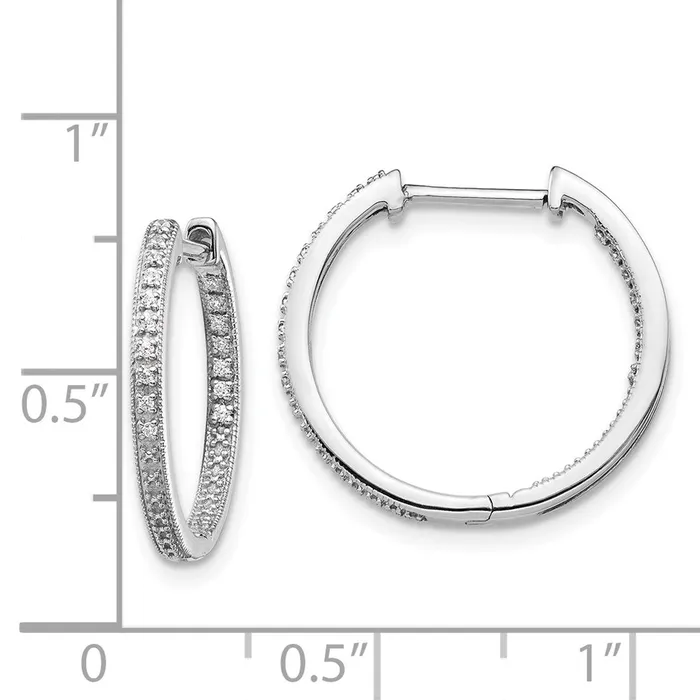 Earrings Goldia Solid 14k White Gold Polished Simulated CZ InOut Hinged Hoop Earrings Earrings Goldia Solid 14k White Gold Polished Simulated CZ InOut Hinged Hoop Earrings