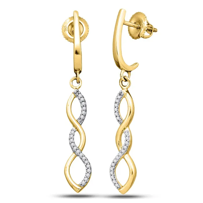 gndatlanta Earrings 10k Yellow Gold Round Diamond Infinity Dangle Earrings 18 Cttw
