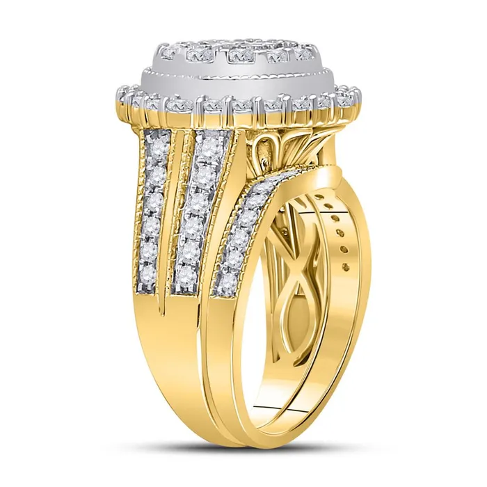 gndatlanta Rings 14k Yellow Gold Princess Diamond Bridal Wedding Ring Set 2 Cttw