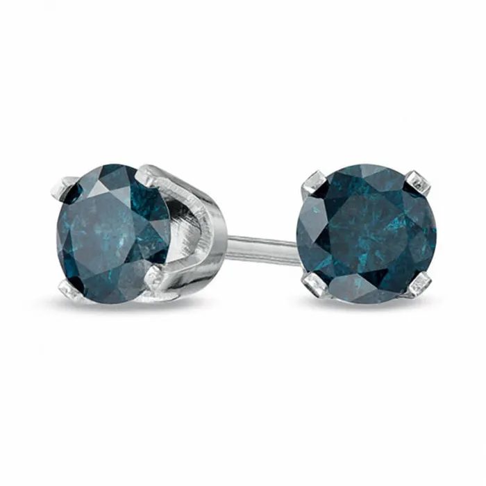 Goldia 075 CT TW Enhanced Blue Diamond Solitaire Stud Earrings in 14K White Gold Earrings Goldia 075 CT TW Enhanced Blue Diamond Solitaire Stud Earrings in 14K White Gold Earrings