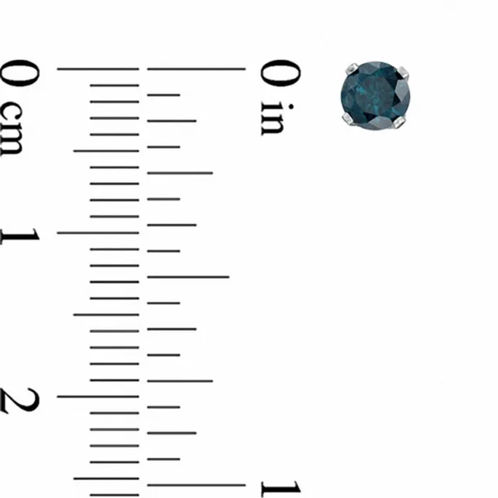 Goldia 075 CT TW Enhanced Blue Diamond Solitaire Stud Earrings in 14K White Gold Earrings Goldia 075 CT TW Enhanced Blue Diamond Solitaire Stud Earrings in 14K White Gold Earrings