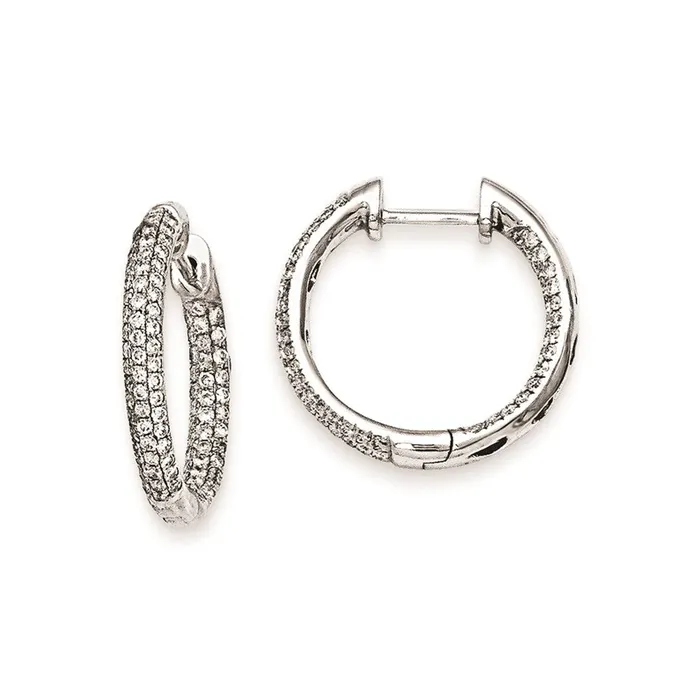 Goldia 14k White Gold Real Diamond 20mm Hinged Hoop Earrings Earrings Goldia 14k White Gold Real Diamond 20mm Hinged Hoop Earrings Earrings