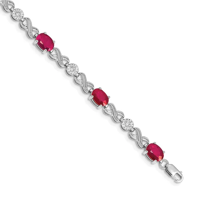goldiaca Bracelets 14k White Gold Natural Diamond and Ruby Infinity Bracelet goldiaca Bracelets 14k White Gold Natural Diamond and Ruby Infinity Bracelet