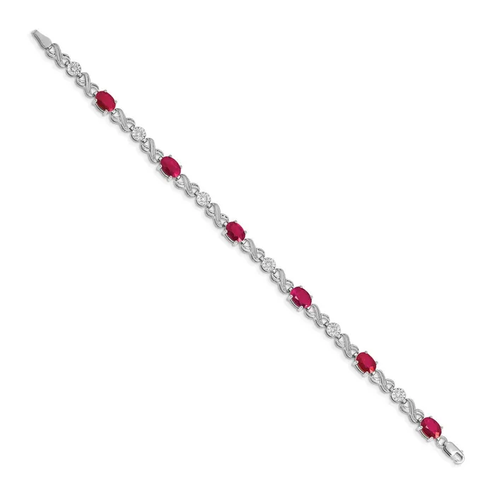 goldiaca Bracelets 14k White Gold Natural Diamond and Ruby Infinity Bracelet