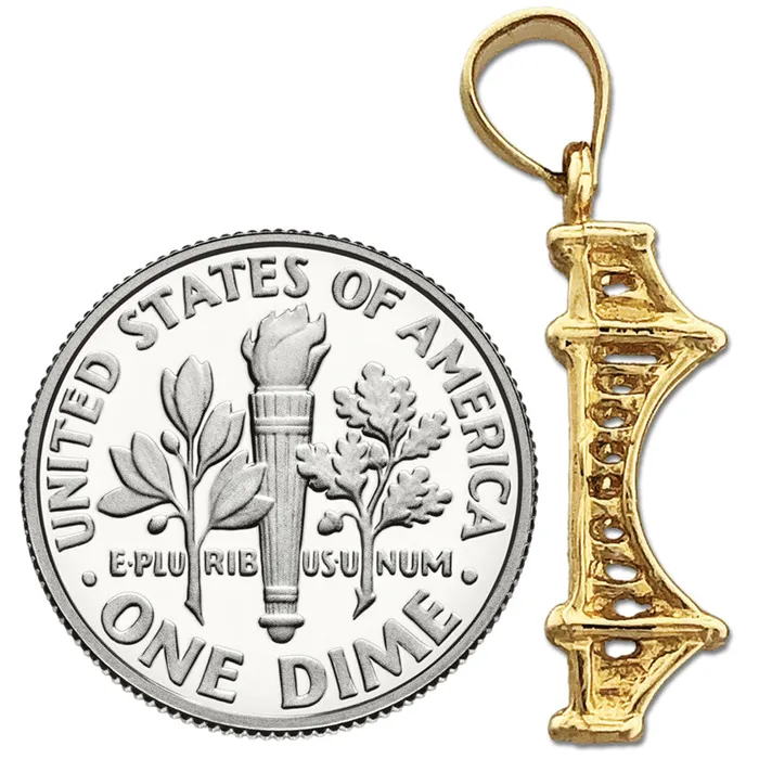 Goldia Charm Necklaces 14K Gold 3D Golden Gate Bridge Charm