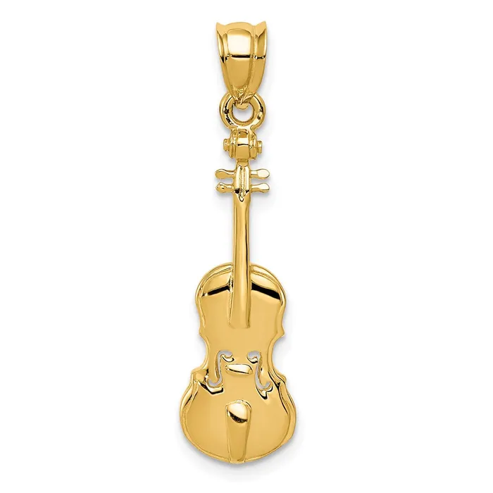 Goldia Charm Necklaces 14k Yellow Gold 2D Violin Charm