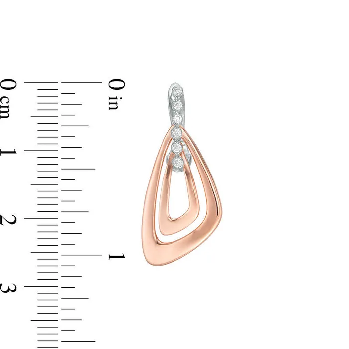 Goldia Earrings 013 CT TW Diamond Double Triangle Drop Earrings in 10K TwoTone Gold