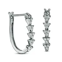Goldia Earrings 02 CT TW Diamond Linear Triangle Hoop Earrings in Sterling Silver Goldia Earrings 02 CT TW Diamond Linear Triangle Hoop Earrings in Sterling Silver