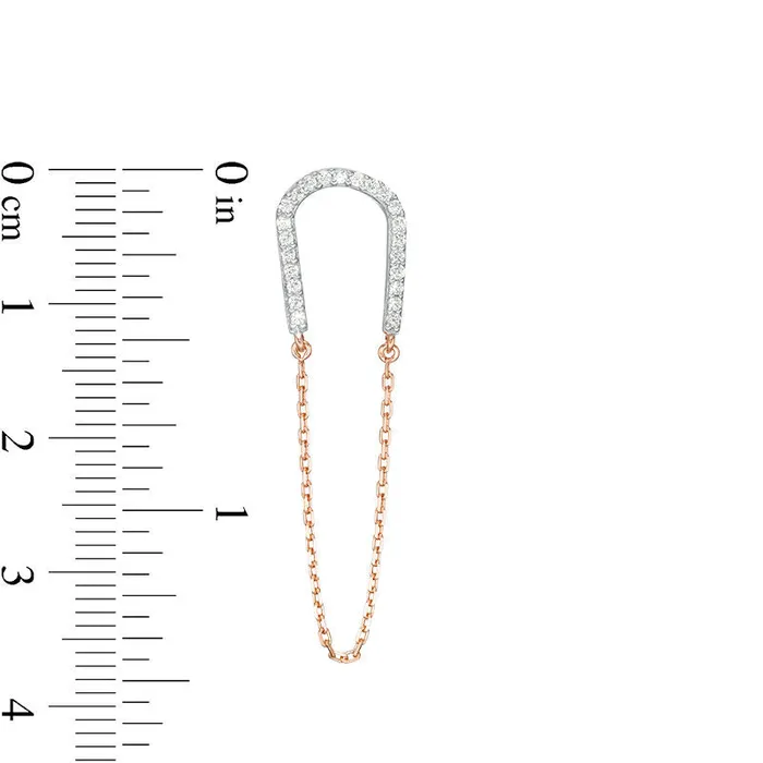 Goldia Earrings 05 CT TW Diamond UShaped Chain Drop Earrings in 10K Rose Gold