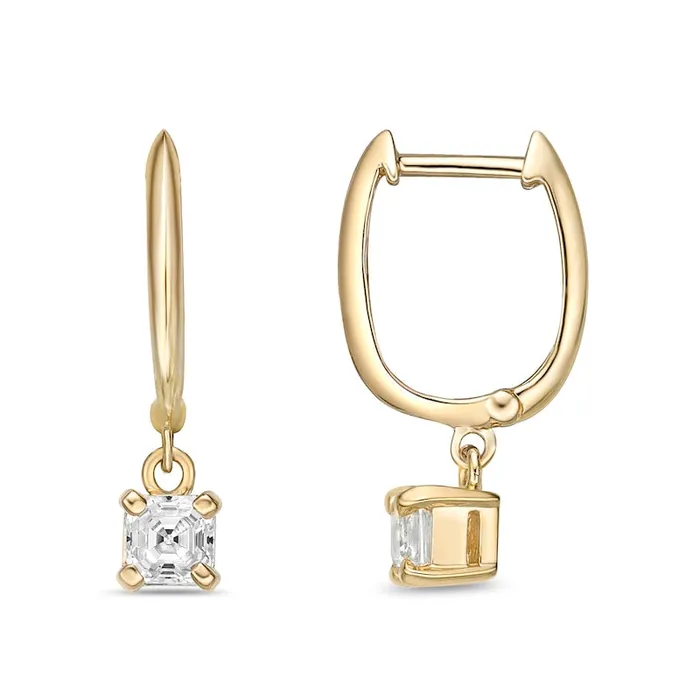 Goldia Earrings 075 CT TW Certified AsscherCut Diamond Solitaire Drop Earrings in 14K Gold IVS2 Goldia Earrings 075 CT TW Certified AsscherCut Diamond Solitaire Drop Earrings in 14K Gold IVS2