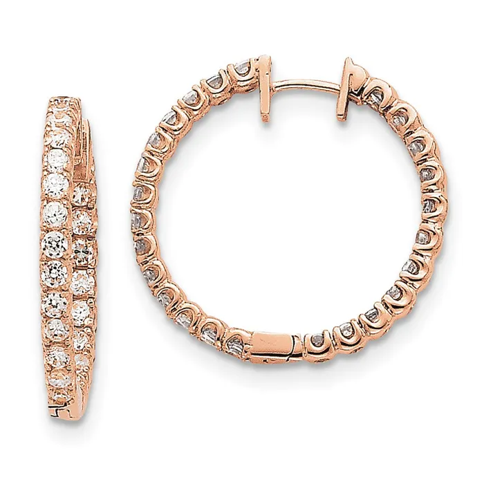 Goldia Earrings 14k Rose Gold A Real Diamond Hinged Hoop Earrings