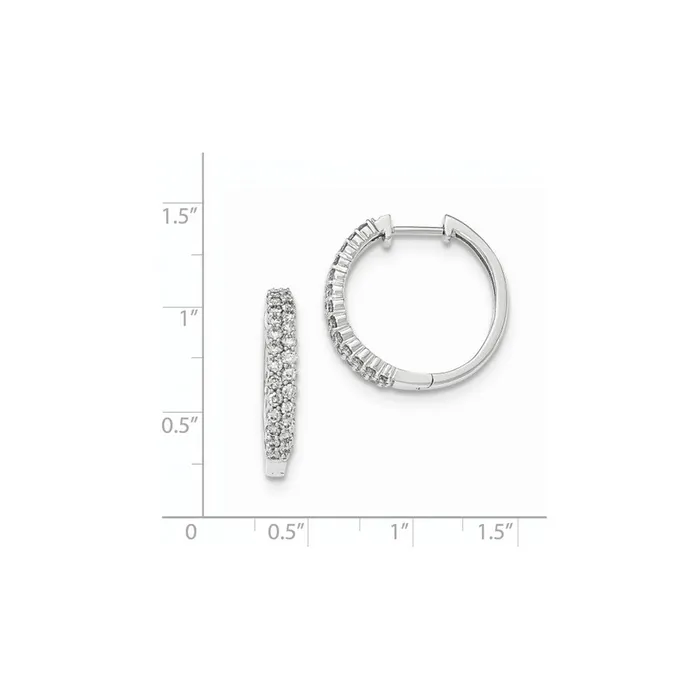 Goldia Earrings 14k White Gold Polished Real Diamond Hinged Hoop Earrings