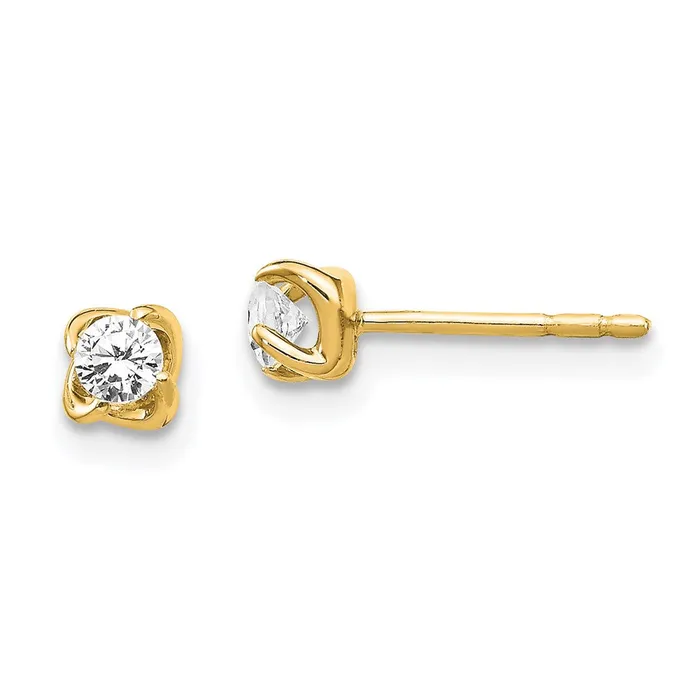 Goldia Earrings 14k Yellow Gold Real Diamond Post Earrings